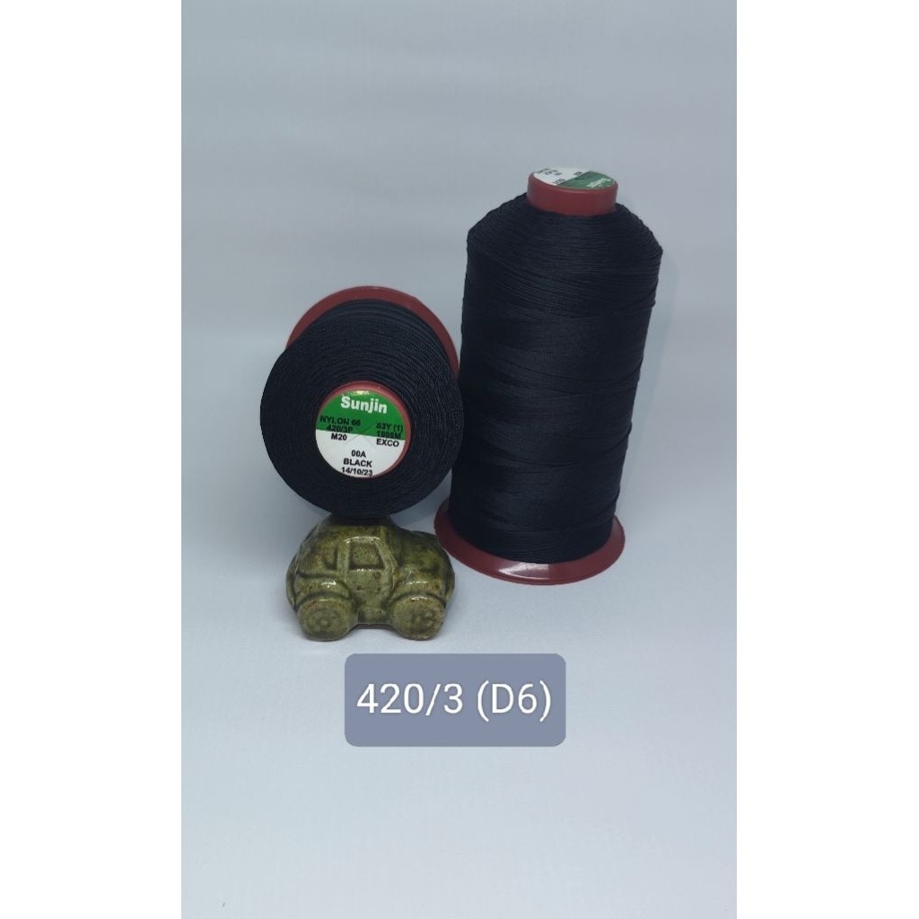 BENANG JAHIT NILON SUNJIN M20(420/3) 1000 Meter warna Hitam