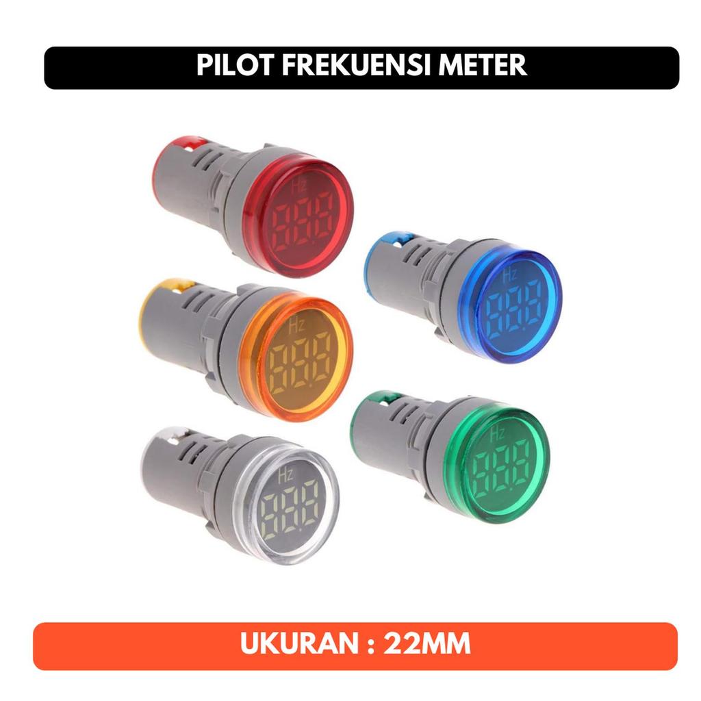 Pilot Frekuensi Meter AC HERTZ meter 22mm Bulat Mini 20-75 Hz Pengukur Frekwensi Frequency Lampu Pil