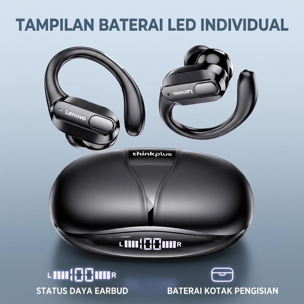 Lenovo ThinkPlus XT80 Earphone Bluetooth Mic HD, Live Streaming Game Suara Jernih, Garansi 1 Tahun