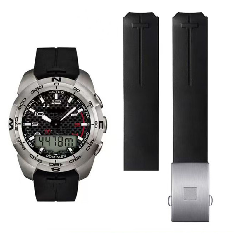 Silicone strap For Tissot 1853 Tengzhi T-Touch original T013 Rubber watch band T047T081T33 Black Ora