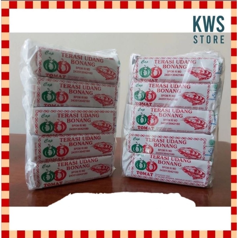 (mulud02) Terasi Udang Bonang / Trasi (Shrimp Paste) Cap Tomat 1 pack isi 10 biji @ 65 gram Enak & S