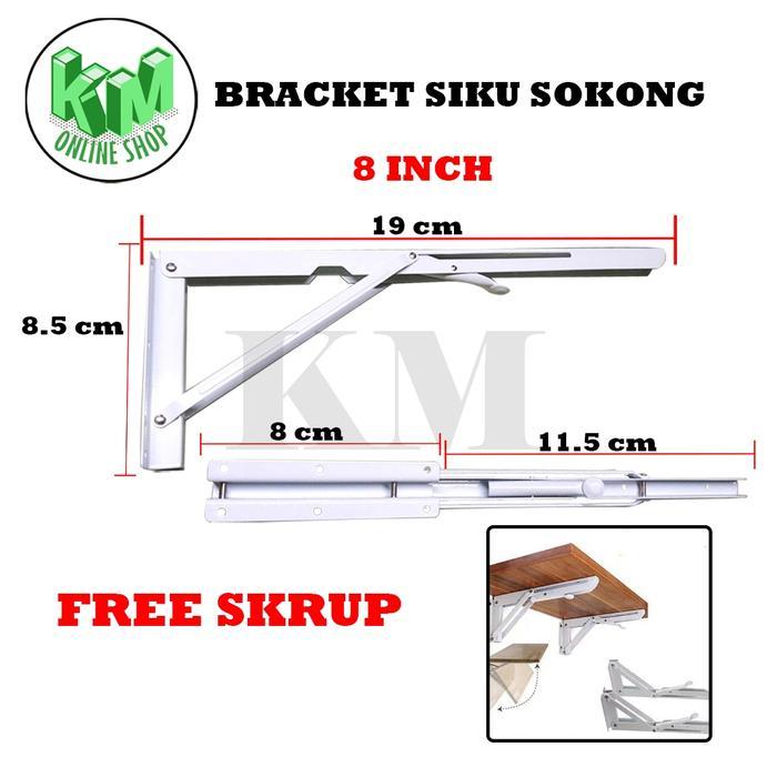 Seroja Raya Engsel Ambalan Lipat / Siku Rak Lipat / Braket Siku Rak Lipat (1 Set) - 20cm