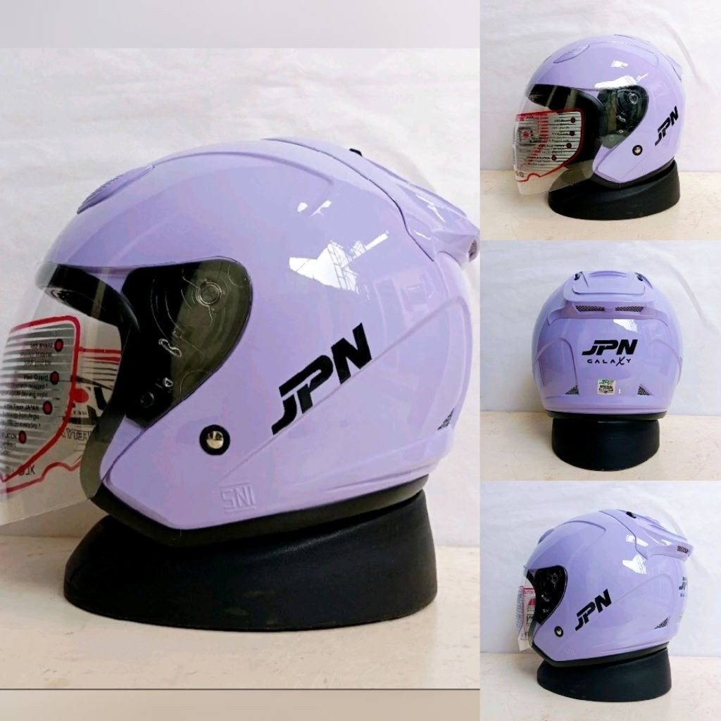 Helm JPN Galaxy Ungu Pastel Glossy ABS Original SNI