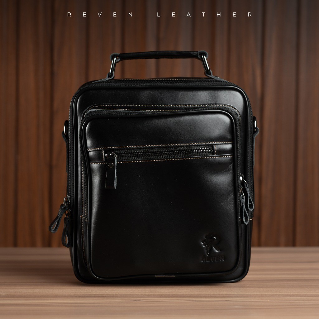 Reven Leather Bonature Bag - Tas Selempang Bahu Pria  Kulit sapi Asli Free Random Gift