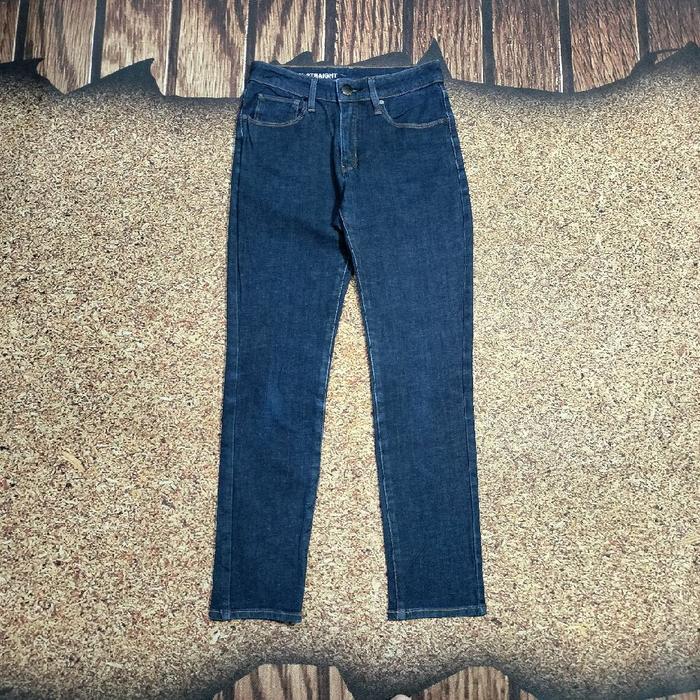 celana panjang jeans MUJI SLIM STRAIGHT blue denim stretch bahan melar murah bagus
