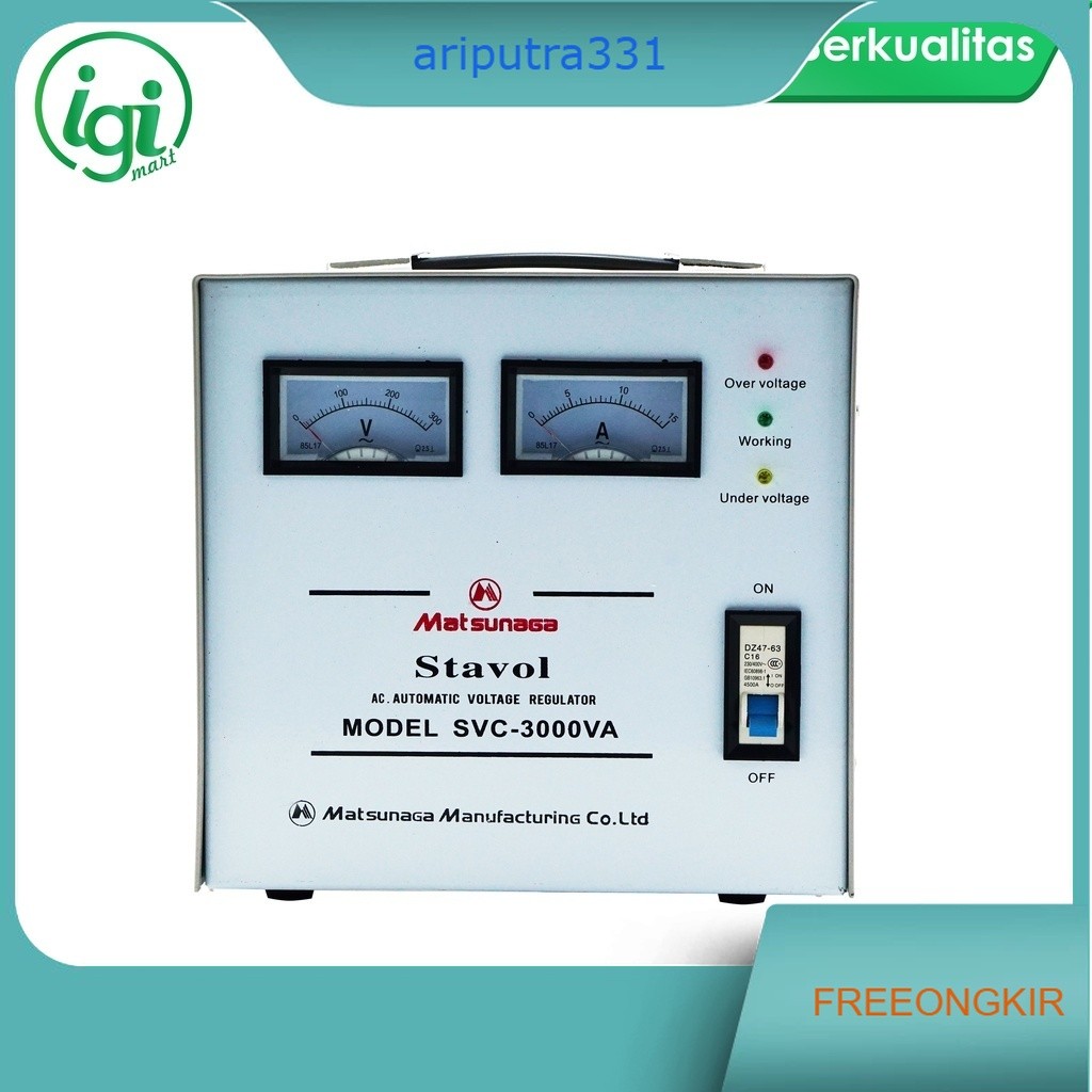 STABILIZER STAVOLT MATSUNAGA SVC-3000W VOLTAGE / STAVOLT MTS SVC 3000 WATT / STAVOL 3000 W