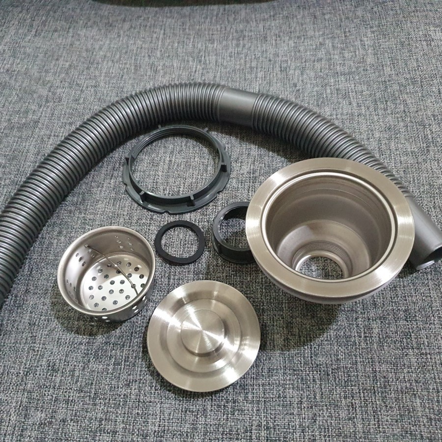 1SMG Afur STAINLESS STEEL bak cuci piring / Selang wastafel / Drat sambungan afur - Afur + Selang / 