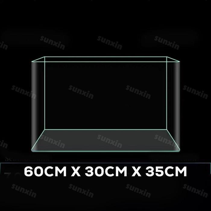 FINVIBE LEPET Akuarium Ikan JR510 Tangki Ikan Mini dengan bahan kaca bening melengkung - 60CM x 30CM