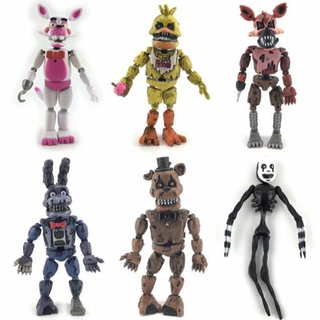 Figure fnaf full altikurasi freddy five nights 6pc topper kue game fnaf figur mainan security breach