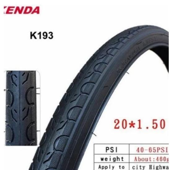BAN LUAR 20 X 1.50 KENDA KWEST HITAM DAN REFLEKTOR / BAN LUAR REFLEKTIF LIST PUTIH - HITAM
