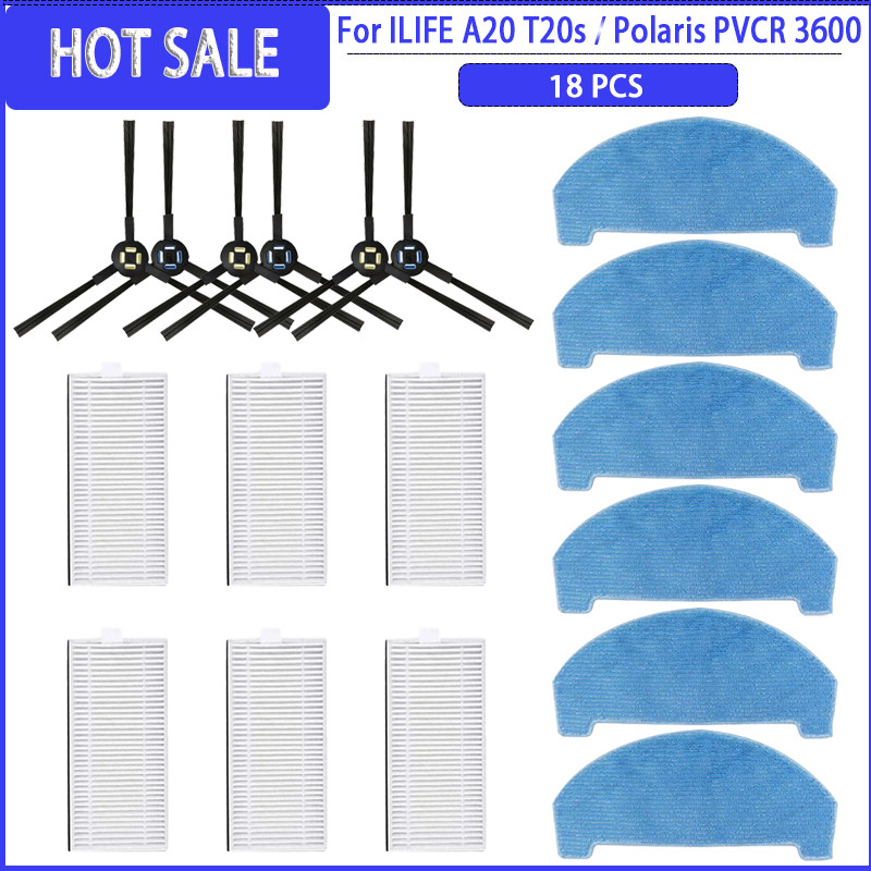 Side Brush HEPA Filter For ILIFE A20 T20s / Polaris PVCR 3600 / G2 0926W / G2 0726W / G2 1226 Robot 