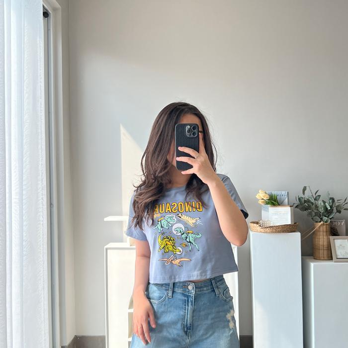 CROP TOP MOTIF | BAJU KAOS TUMBLR CROP TEE TSHIRT KAOS KOREA FASHION - LD 90, DIESEL HITAM