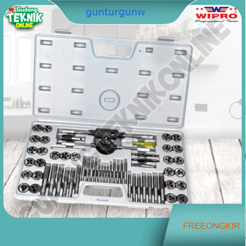Hand Tap Die 1 SET 60Pcs WIPRO WP760M / Alat Snai Snei Senai Tap Ulir 60 Pcs WP760M WIPRO