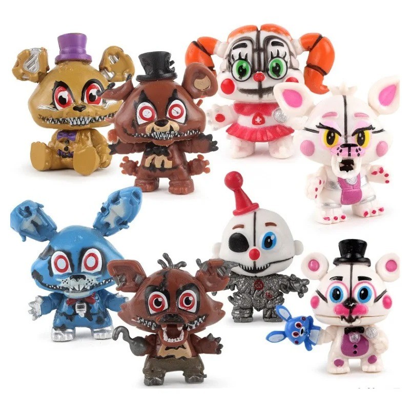 8Pcs/Set Fnaf Figures Freddy Bonnie Foxy Fazbear Bear Action Figures PVC Model Toys for ildren ristm