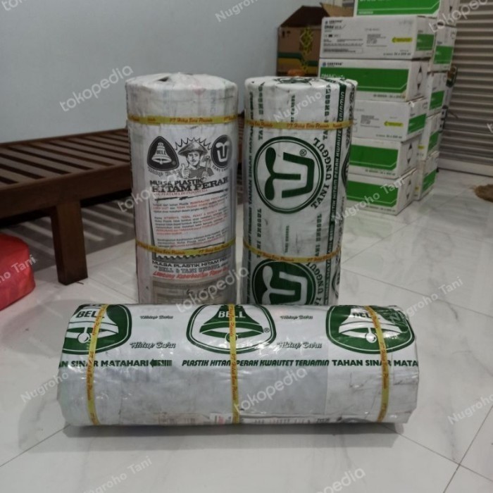 MULSA BELL 18 KG LEBAR 120 CM 500 METER PLASTIK HITAM PERAK PENUTUP LAHAN