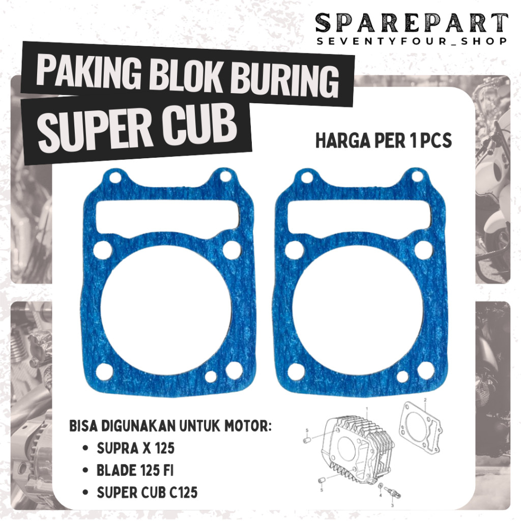 PAKING BB BLOK BORING SUPRA X 125 SUPER CUB BLADE 125 FI GASKET BLOK BORING  ORIGINAL SRM