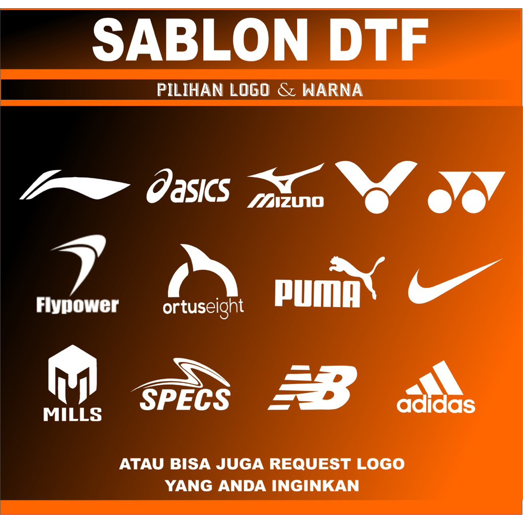 Jasa sablon logo badminton voli sepakbola futsal DTF