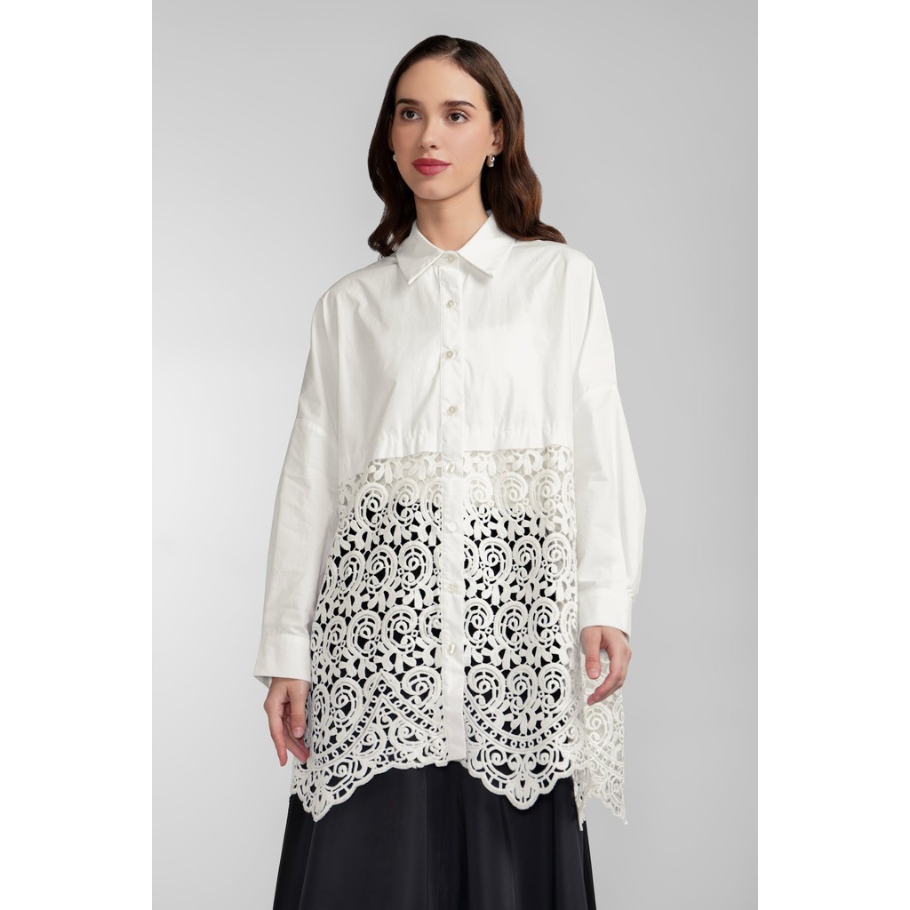 Benang Jarum - Viona Lace Shirt - White