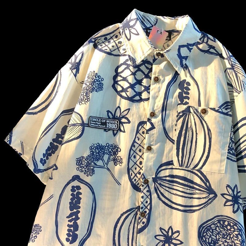 Elegant Cuban Collar Floral Shirt for Men