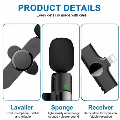 READY Mikrofon Nirkabel Lavalier Mic Portabel Audio Video pembuatan Rekaman Wireless Microphone HP K