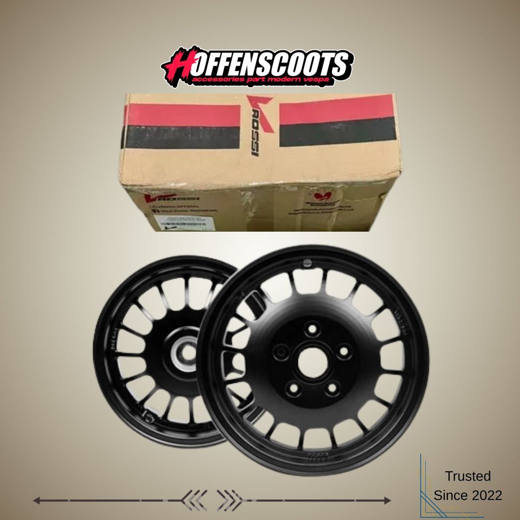 Velg VROSSI Uno Black Set Depan Belakang Ring 10 Vespa S LX LXV 2V 3V iGET