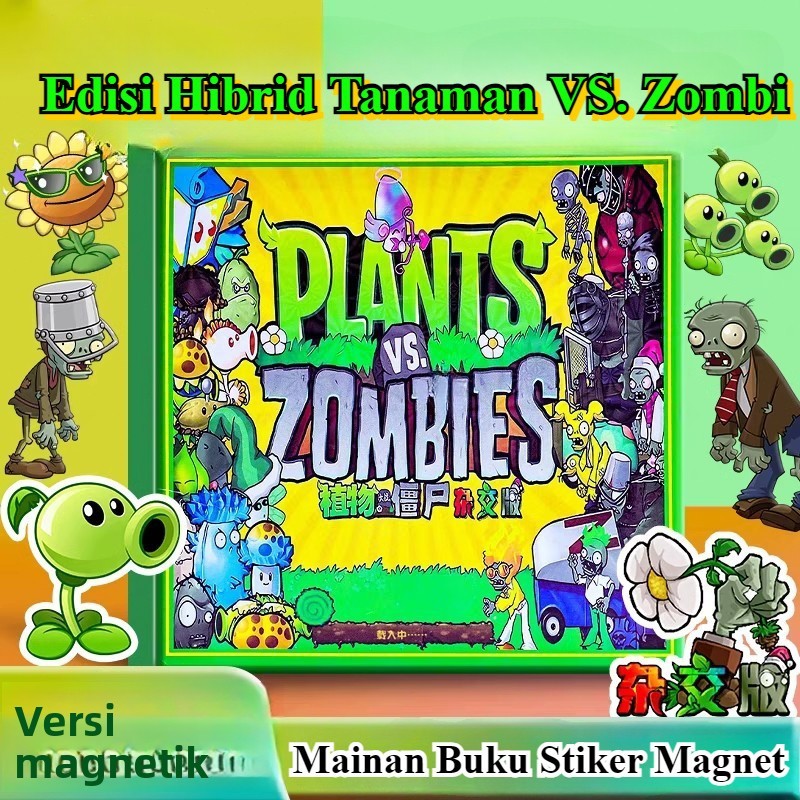 Buku Stiker Magnetik Bertema Plants vs. Zombies / DIY Versi Ekstra Besar untuk Anak Laki-laki / Main