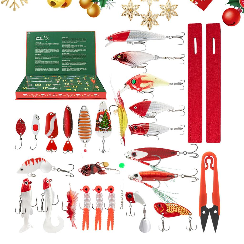 Fishing Lure Countdown Calendar Fishing Lure Set Realistic ristmas Sequin Swimbaits For Pike Walleye