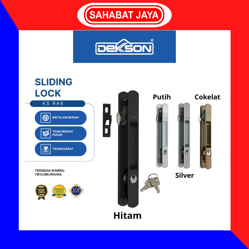 DEKSON Kunci Sliding KS RA6 Dekkson Handle Pintu Geser Tanam Aluminium