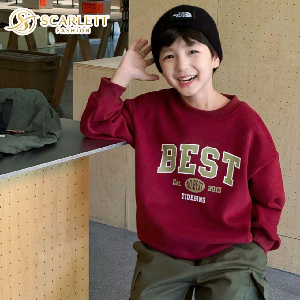 Scarlett Fashion Sweater Crewneck Anak Laki-laki Perempuan Unisex Usia 1-18 Tahun Motif Logo BEST Wa