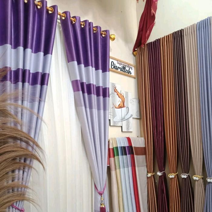 Hot Produk Gorden Polos Azura Blackout Premium Jendela Pintu 6 Gelombang Tinggi 250cm Lebar 100cm (m