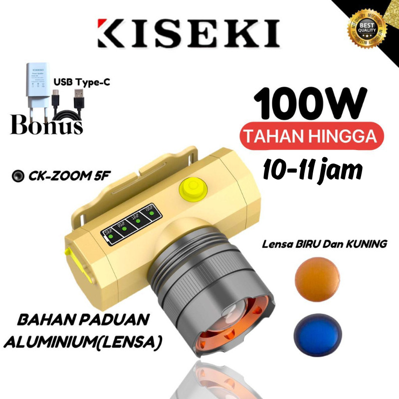 Kiseki Senter Kepala CK-ZOOM 5F SENTER KEPALA CAHAYA KUNING Pengisian Daya Cepat Dan Tahan Air