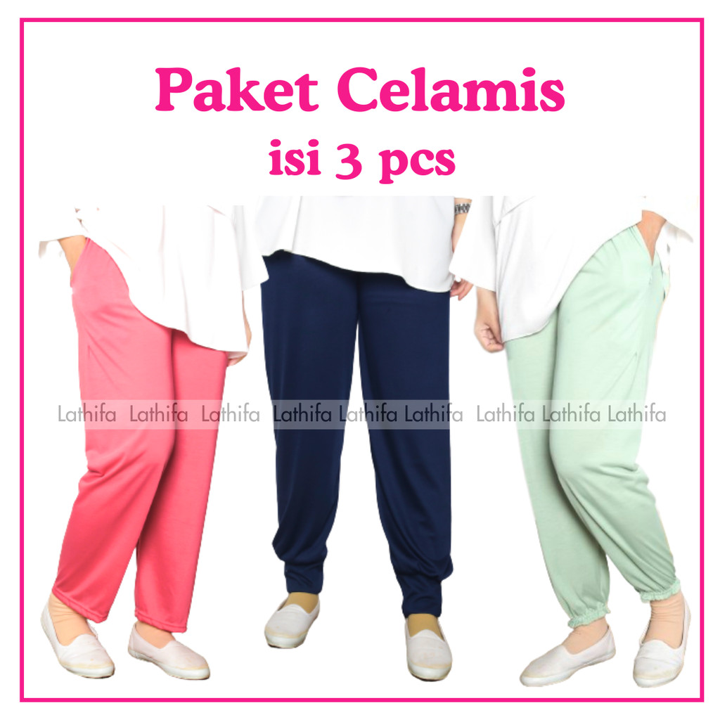 [ Paket Hemat ] Celamis Panjang isi 3 | Celana Dalaman Gamis | Celana Tidur | Celana Harian