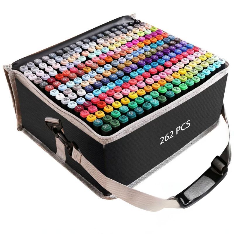 Twin Marker Spidol 262Pcs Colors Spidol Set Sketch Marker Spidol Dual Side Fine Art Marker