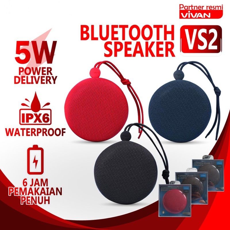 Speaker Bluetooth Vivan VS-2 Waterproof (warna random)