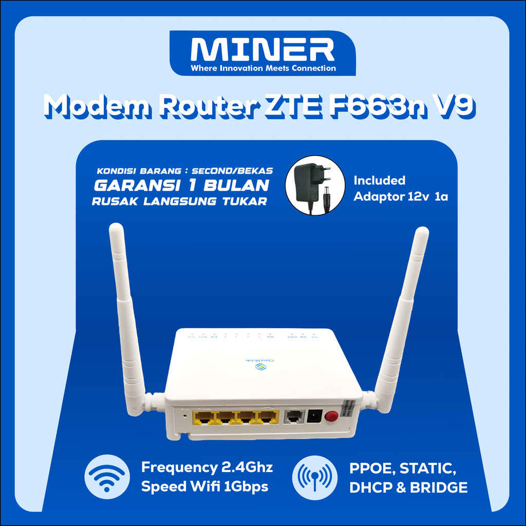 Modem Router ZTE F663N V9 ONU Fiber Optic FTTH