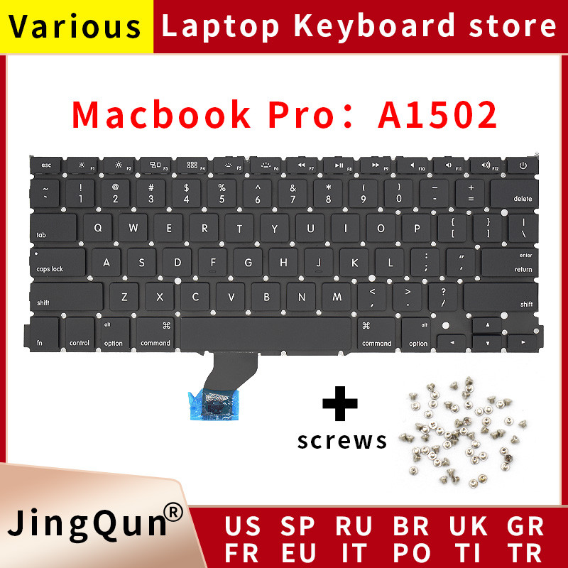 New Laptop A1502 Keyboard US UK Spain Russian Fren Swiss Portugal Layout For Macbook Pro Retina 13" 