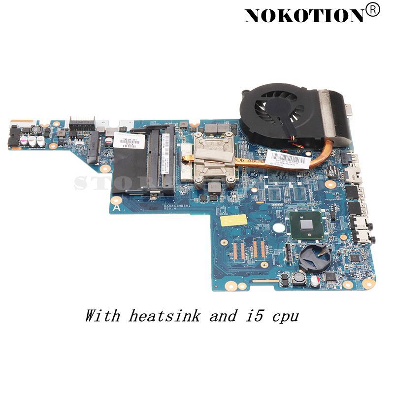 595184-001 DA0AX1MB6H1 For HP COMPAQ CQ42 CQ62 G42 Laptop motherboard +i5 cpu+heatsink Fit For 59518