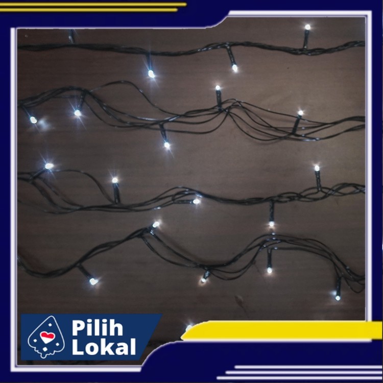 Lampu Natal LED 100 Lampu Clear Putih Kualitas -Lampu Pohon Natal -Led Murah