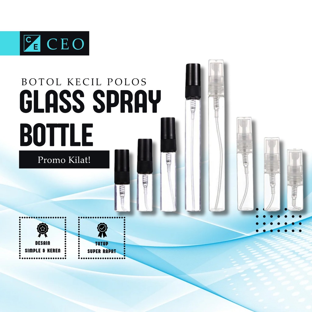 GLASS SPRAY BOTTLE - Botol Semprot Kaca Kecil Bening Transparan 2ml 5ml 10ml Isi Ulang Travel Tester