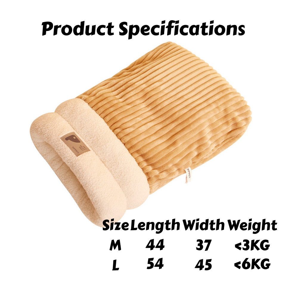 Warming Plush Cat Sleeping Bag: Enclosed Snuggle Sack with Burrow Entry for Winter - Cozy Fuzz Sleep