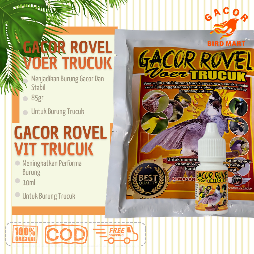 Paket Hemat Voer Trucuk & Vitamin Gacor Rovel Pakan Dan Vitamin Penggacor Max