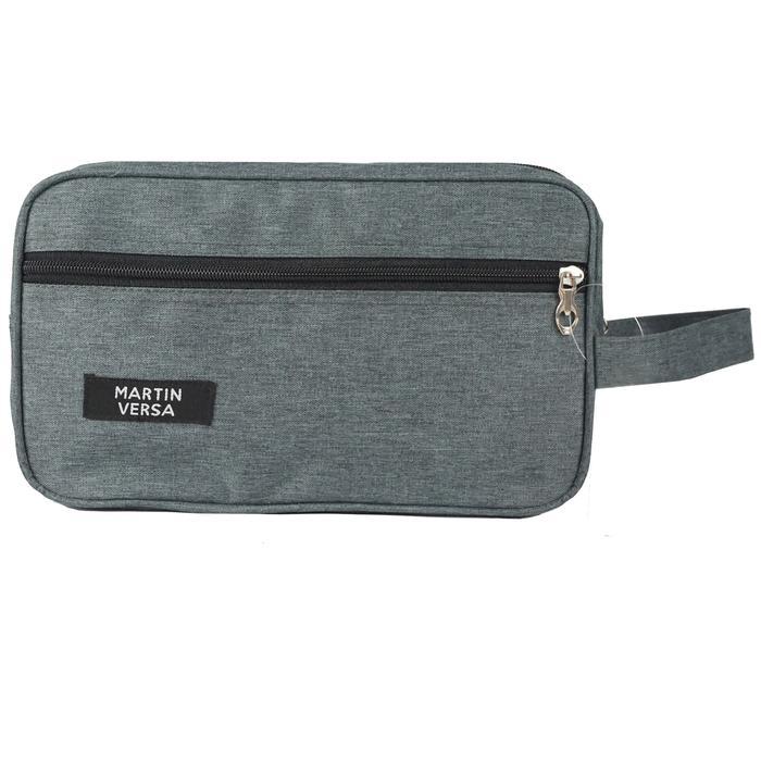 Martinversa WL7 Pouch Kosmetik Unisex Pria Wanita Kanvas Nylon - Abu Gelap (DarkGrey)