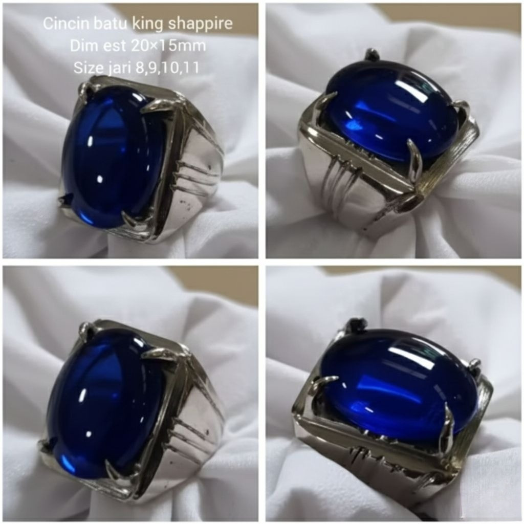 cincin pria mewah king safir dep blue ring monel jumbo