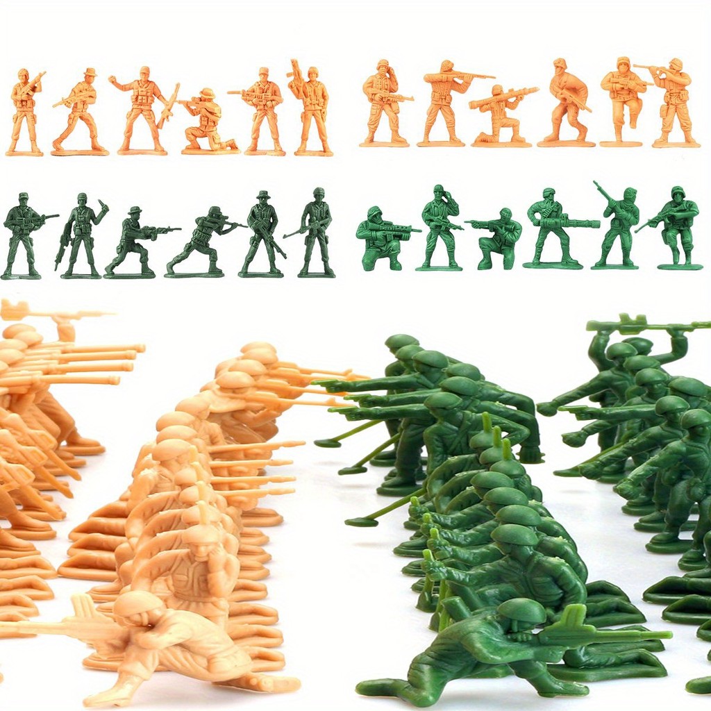 30pcs Plastic Army Men Action Figures 12 fferent Poses Soler Model Set 1.97 Inches Red Green Yellow 