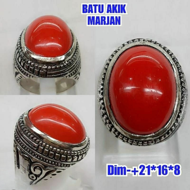 CINCIN BATU AKIK MARJAN LAUT MERAH NATURAL ALAM