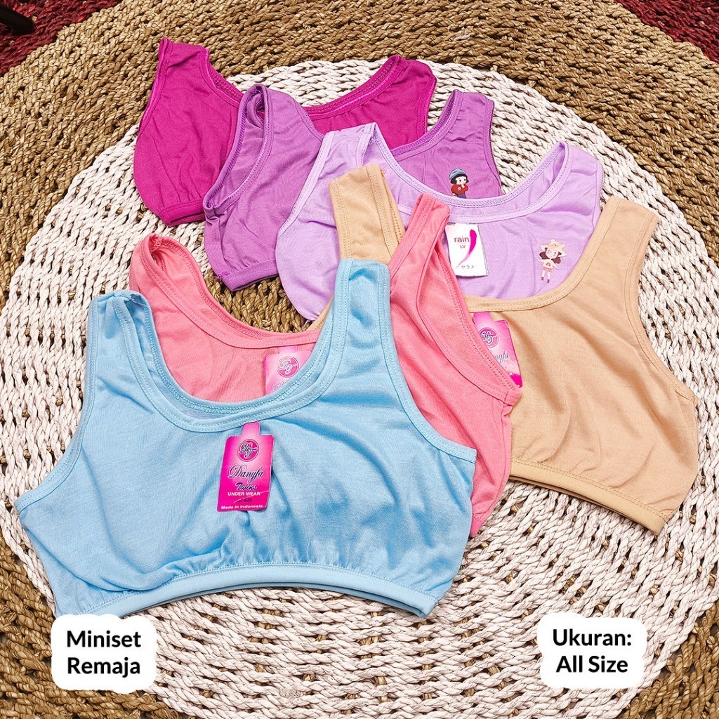 3&6 Pcs Miniset Anak Perempuan Miniset Remaja Miniset BRA Model Polos Karakter Size All Size