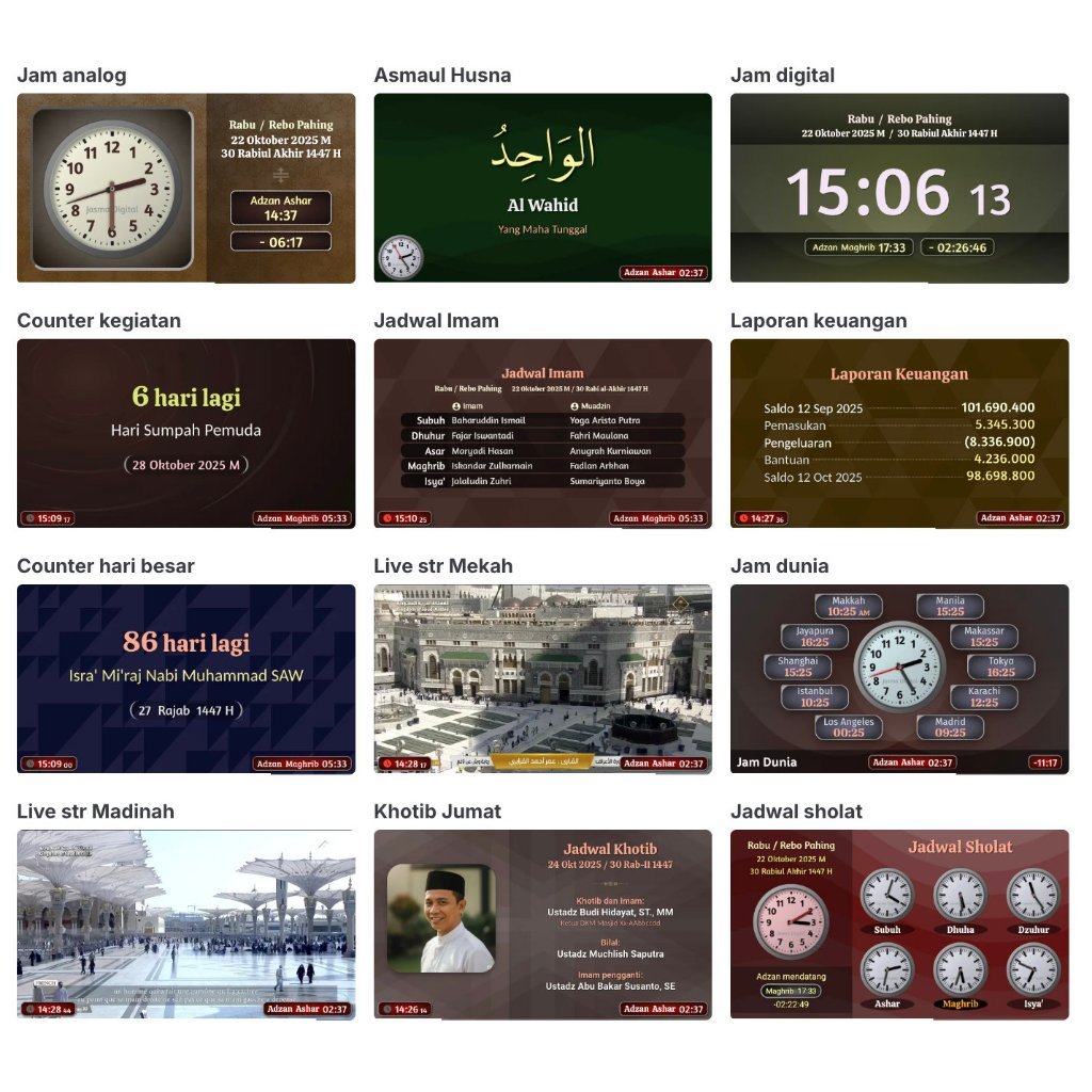Jasma 7 - Jadwal sholat digital TV untuk masjid, auto tartil ke ampli dan timer auto on off dengan t