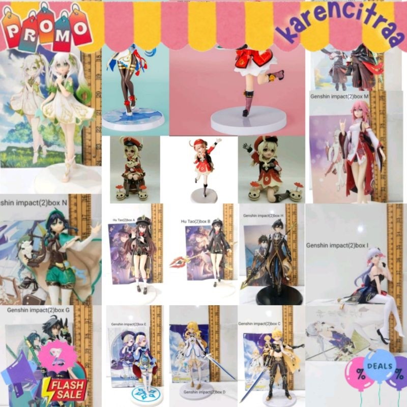 genshin klee / aether / lumine / qiqi / ayaka / yae miko / xiao / kazuha / hu tao / venti / zhong li