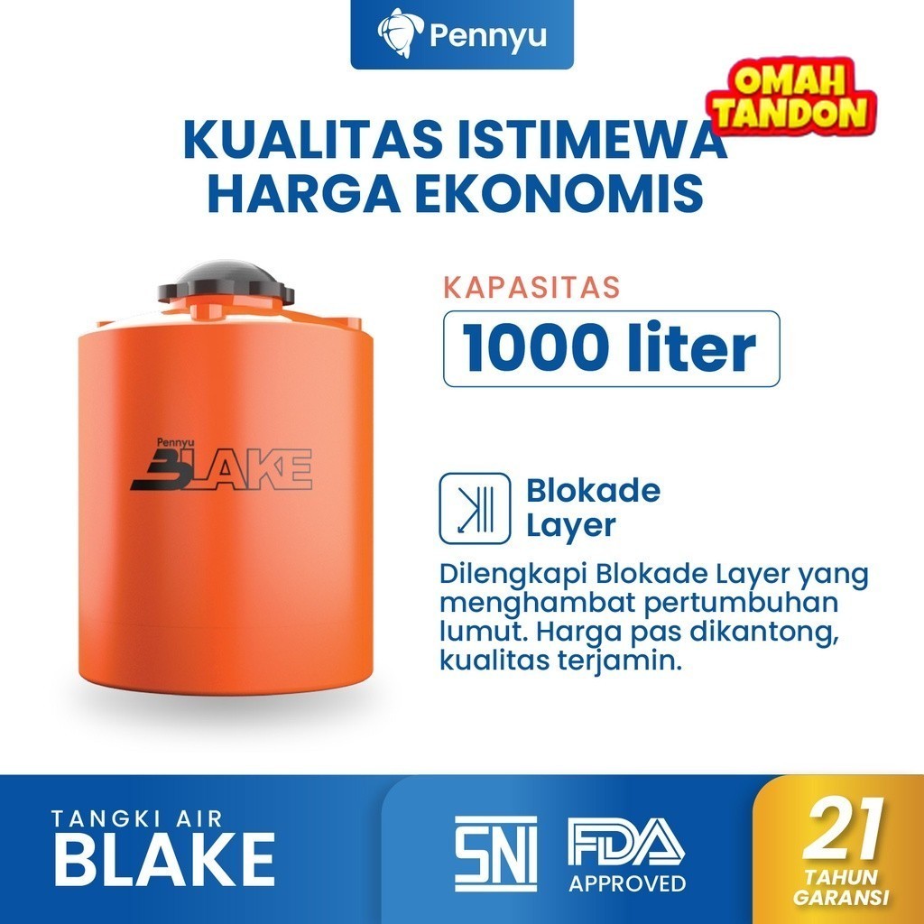 PENNYU Tandon / Tangki / Toren Air BLAKE Series Kapasitas 1000 Liter