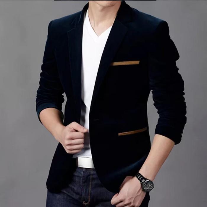 PROMO  Jas Pria Formal Hitam List Coklat / Jas Blazer Pria / Jas Resmi / Jas Nikahan / Free Dasi - H
